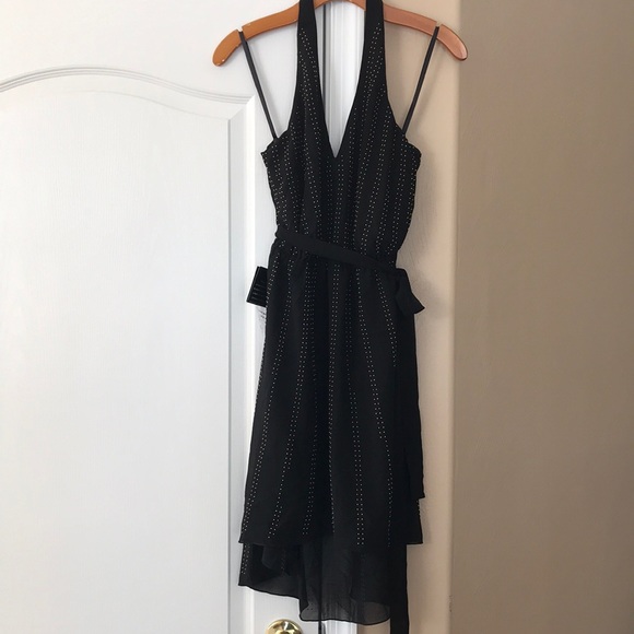 bebe Dresses & Skirts - NEW BEBE HALTER HI-LOW STUDDED DRESS.